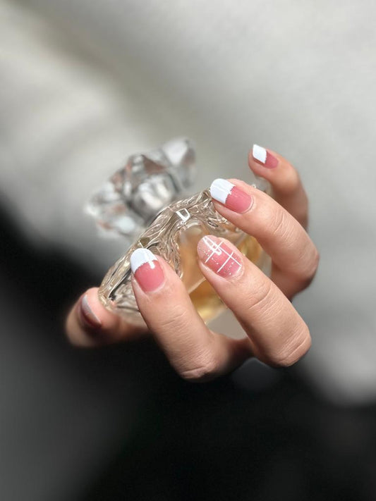 White French Tip Nails - Peachy Panorama - Nail Wraps (Standard)