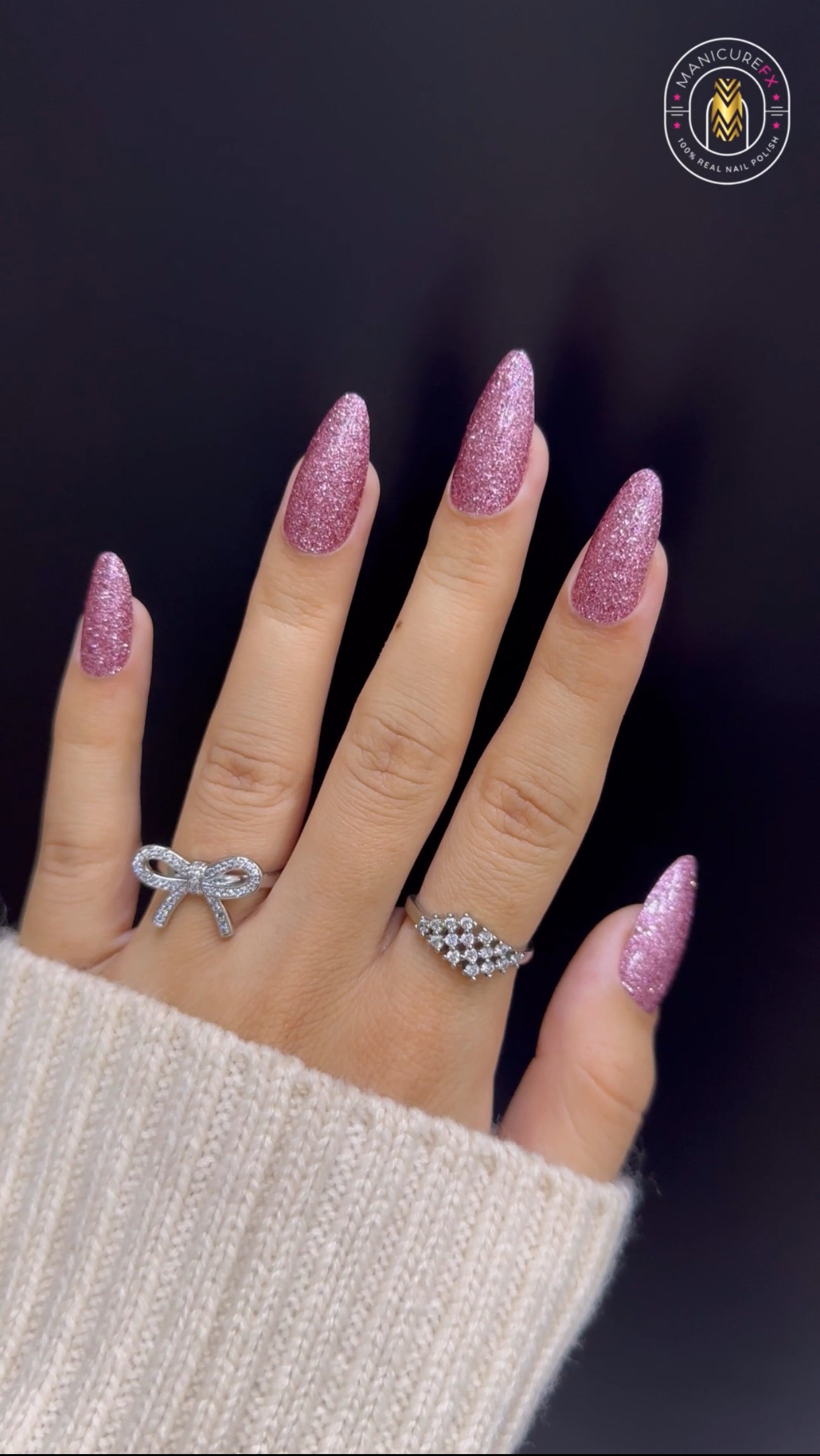 Dark Pink Nails With Glitter - Glowing Galaxy - Nail Wraps (Standard)